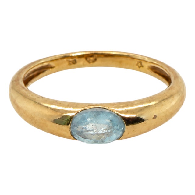 H. Stern 18k Yellow Gold Faceted Aquamarine Stacking Ring, Post-1980 For Sale