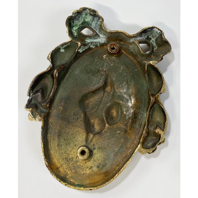 Metal Brass Floral Ribbon Door or Wall Embellishment For Sale - Image 7 of 7