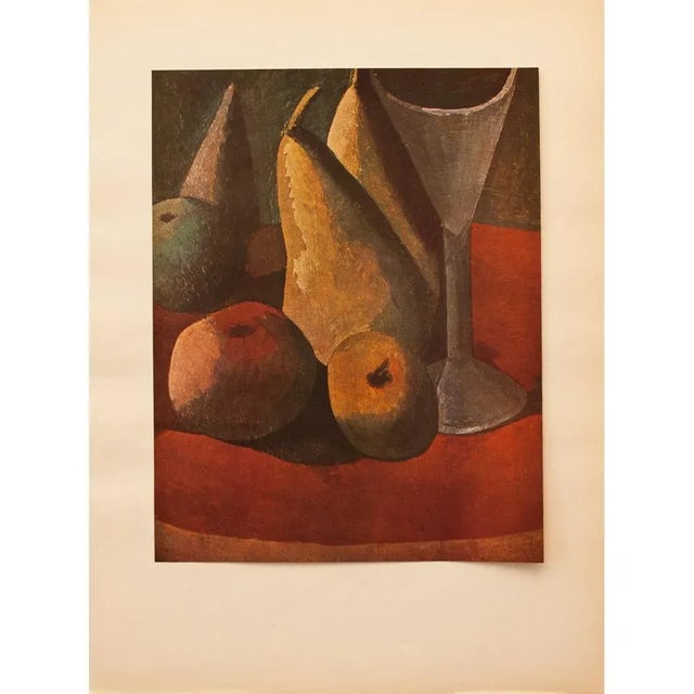 Burnt Orange 1940s After Pablo Picasso, "Fruit and Wineglass" First Edition Period Swiss Lithograph For Sale - Image 8 of 8
