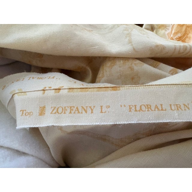 Exceptional 1996 Zoffany “Floral Urn” Bespoke Drapery Ensemble With Original 140-Inch Mounting System, Passementerie,...
