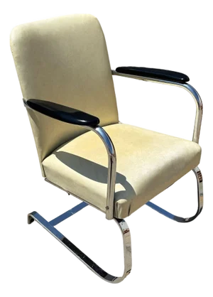 Art Deco Chrome & Vinyl Springer Rocking Chair by Kem Weber for Lloyd