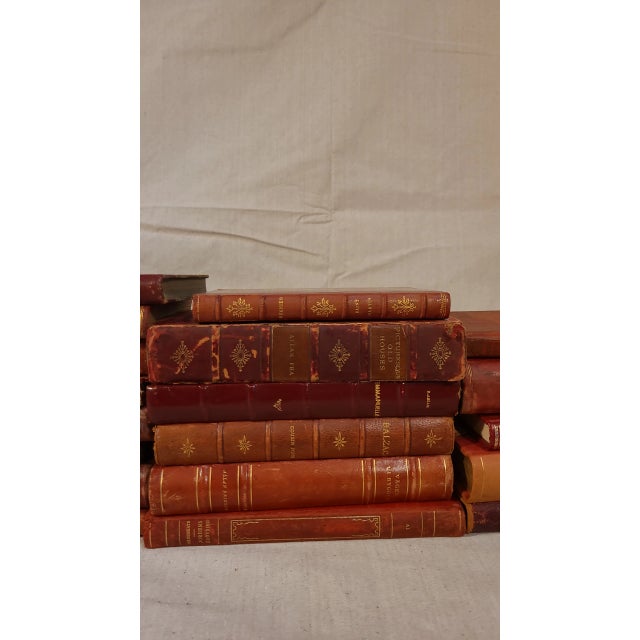 Early 20th Century Red Leather Vintage Books- Set of 35 For Sale - Image 5 of 6