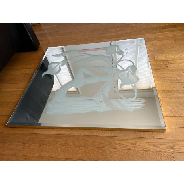 1970s 1970 Art Deco Brass Frame Woman Figure Mirror For Sale - Image 5 of 8