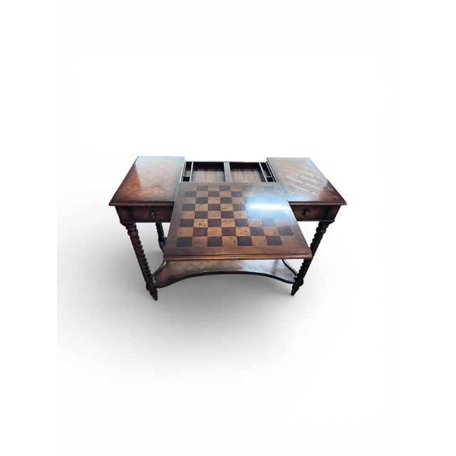 Vintage Bombay Company Parquetry Game Table For Sale - Image 4 of 11