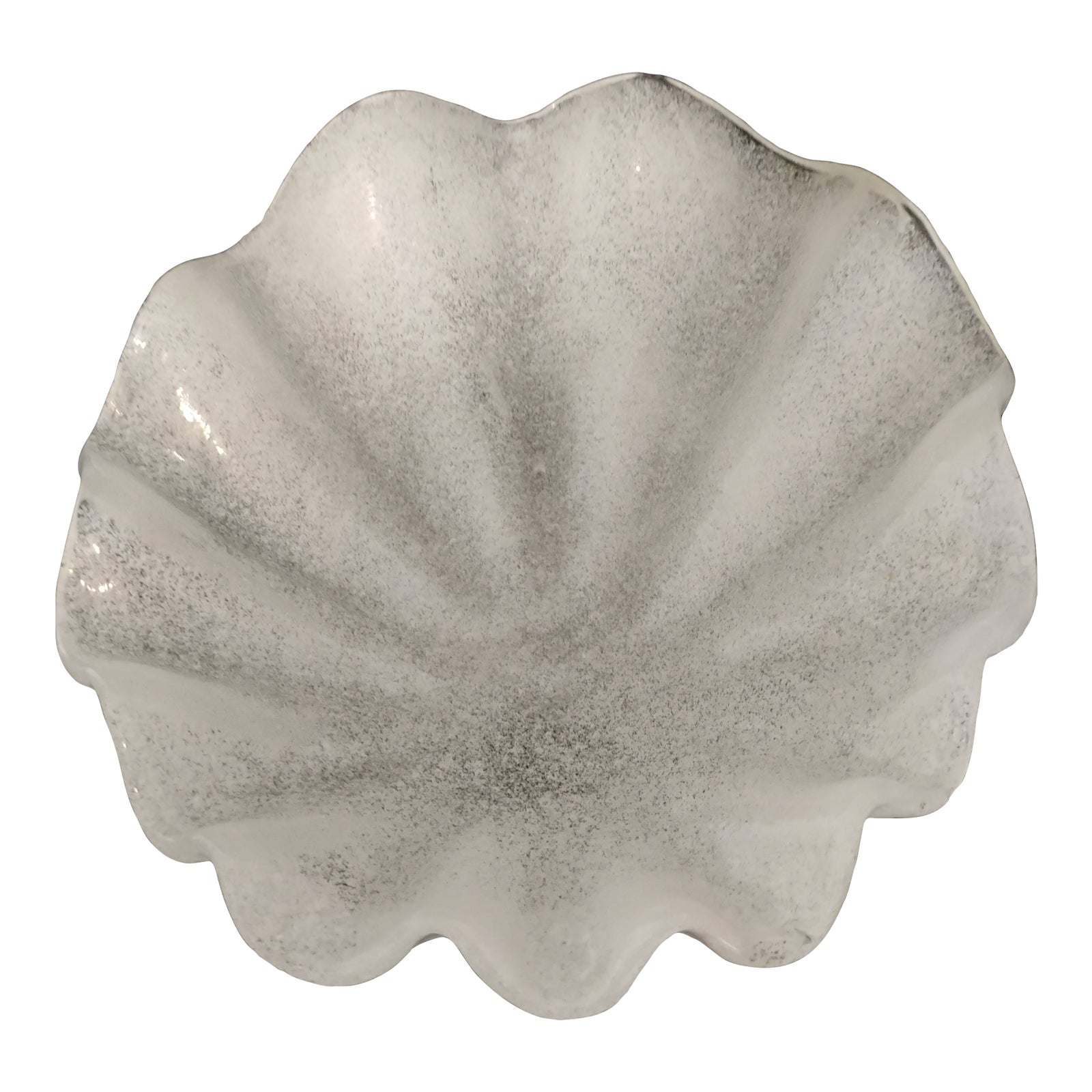 1970s Murano Attributed Mottled White Shell Platter | Chairish