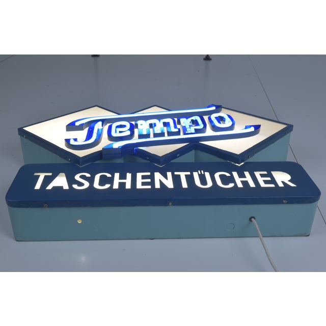 German Neon Sign from Tempo Tissues, 1950 For Sale - Image 6 of 18