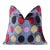 Handmade 16x16 Velvet Pillow – Multicolor Dots on Blue For Sale