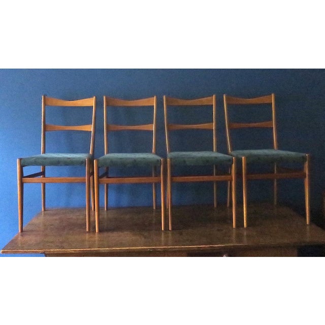 Danish Dining Chairs with Turquoise Covers, Set of 4 For Sale - Image 15 of 16