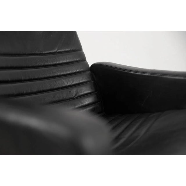Mid-Century Modern Set of Scandinavian Black Leather Armchairs from Ire Mobel AB, 1970s For Sale - Image 3 of 18