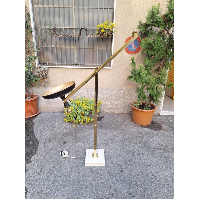 Vintage Tilting Model Floor Lamp in Polished Brass by Fedele Papagni, 1990s For Sale - Image 6 of 18