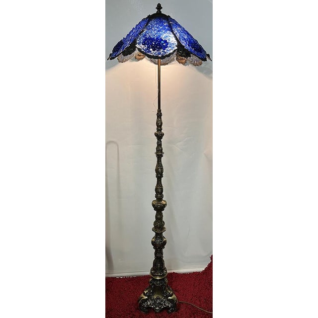 Brass Floor Lamp with Glass Shade, 1950s For Sale - Image 12 of 15