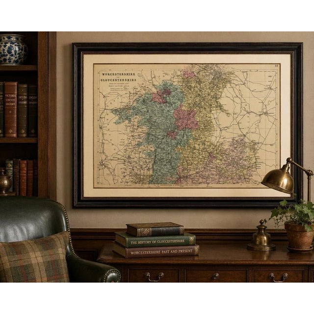 Black Worcestershire & Gloucestershire County Map, 1885 For Sale - Image 8 of 9