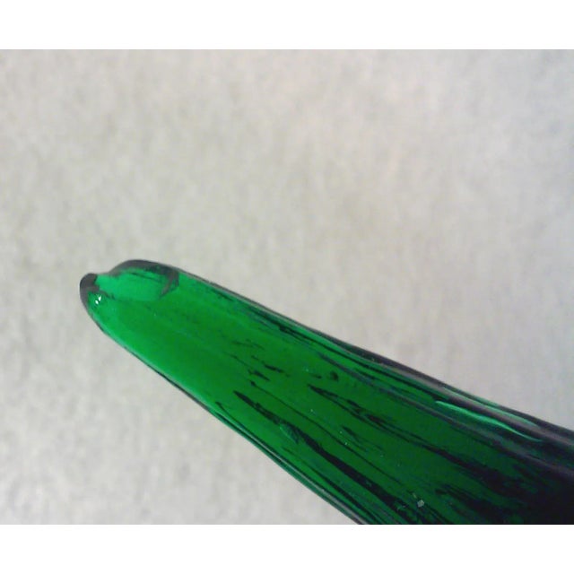 Mid-Century Tall Green Figural Decorative Glass Decanter For Sale - Image 4 of 6