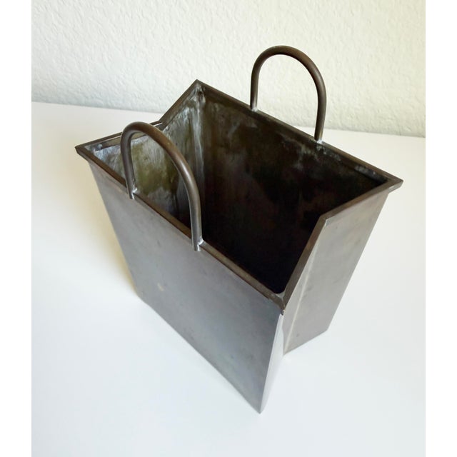 Brass Italian 1960s Brass Shopping Bag Sculpture in the Manner of Gio Ponti For Sale - Image 8 of 12
