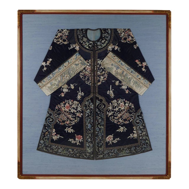 Antique Chinese Qing Dynasty Embroidered Robe, Framed For Sale