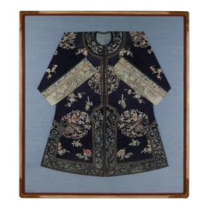 Antique Chinese Qing Dynasty Embroidered Robe, Framed