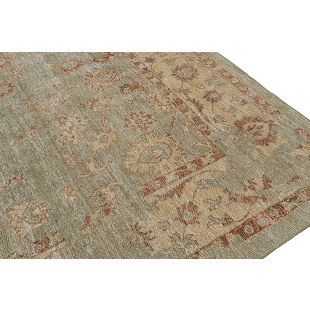 2010s 2010s Rug & Kilim’s Oushak Style Rug in Green With Gold and Rust Floral Patterns For Sale - Image 5 of 9