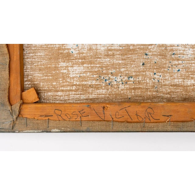 Late 20th Century Rose Victor Abstract Seated Nude Woman Oil For Sale - Image 5 of 5