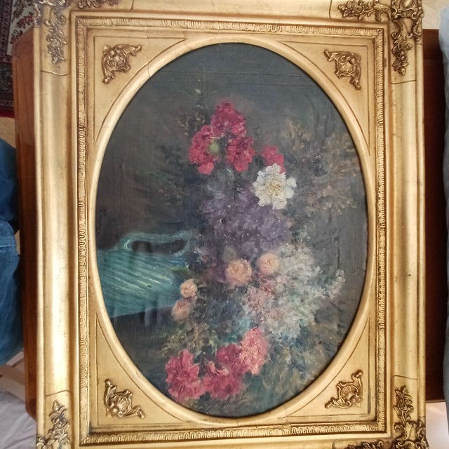 R. Fossataro, Flower Vase, Early 1900s, Oil on Canvas, Framed For Sale - Image 4 of 15