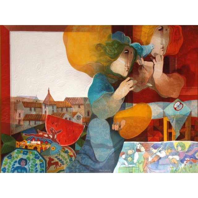 2000 - 2009 Sunol Alvar "La Pintora Mexicana" Hand Signed Framed Embossed Lithograph For Sale - Image 5 of 5