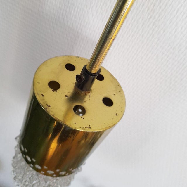 Mid-Century Modern Brass and Bubble Glass Pendant Lights attributed to VEB Narva Leuchten, Germany, 1970s, Set of 2 For Sale - Image 3 of 16