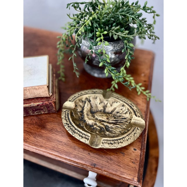 Metal Mid-Century Brass Bird Design Ashtray For Sale - Image 7 of 7