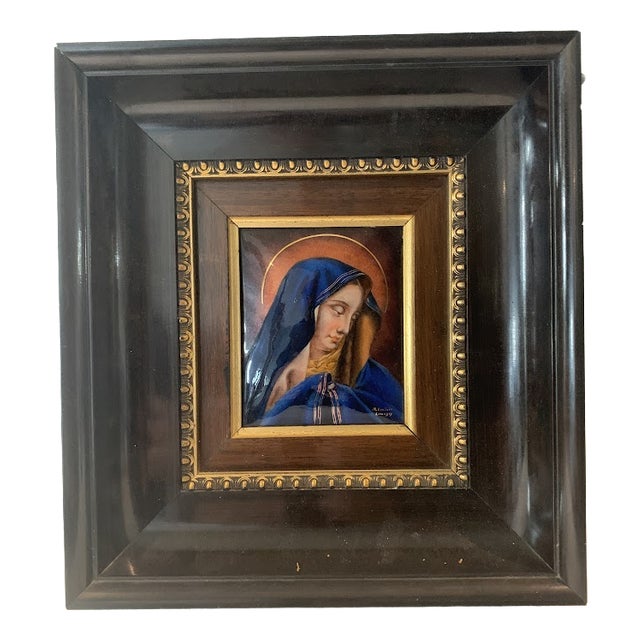 A. Leclair, The Madonna, 20th Century, Enamel on Metal For Sale