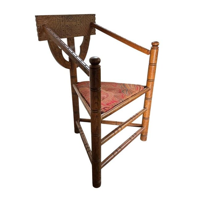 1930s Swedish Monk Chair, Scandinavian Corner Chair, Folk Art Furniture For Sale - Image 4 of 10