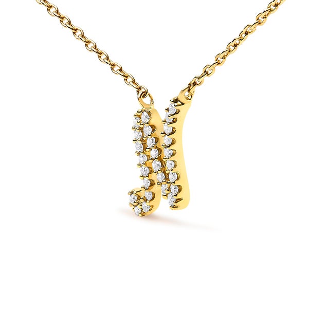 Contemporary 10K Yellow Gold Diamond Accent "N" Initial Script Style Pendant Necklace For Sale - Image 3 of 5