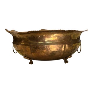 1950s Large Brass Footed Bowl For Sale
