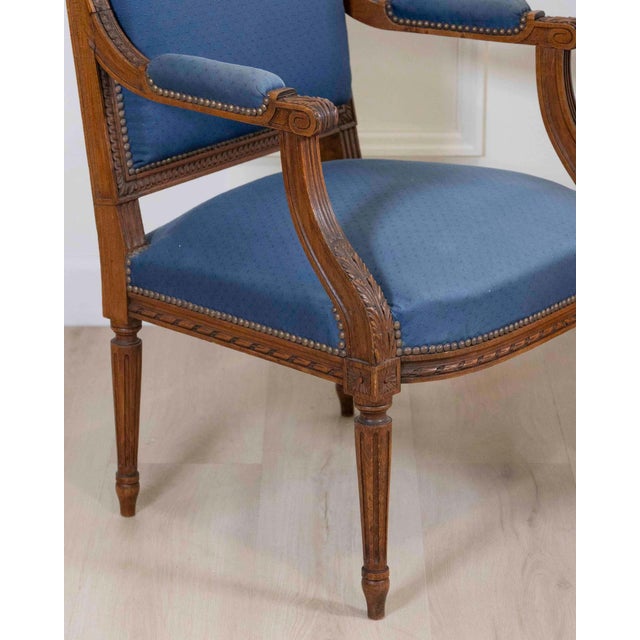 Mid 20th Century Mid 20th Century Set Of Four Louis XVI Style Armchairs In Natural Wood For Sale - Image 5 of 18
