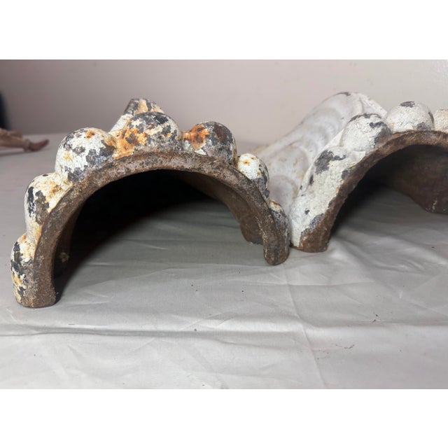 Pair Large Antique Industrial Cast Iron Architectural Salvage Wall Corbels White For Sale - Image 12 of 12