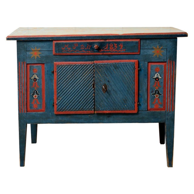 Swedish Blue & Red Sideboard For Sale - Image 14 of 14