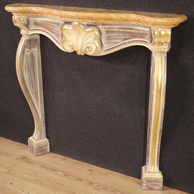 Italian Scenic Painted and Gilded Wooden Fireplace, 1980 For Sale - Image 12 of 13
