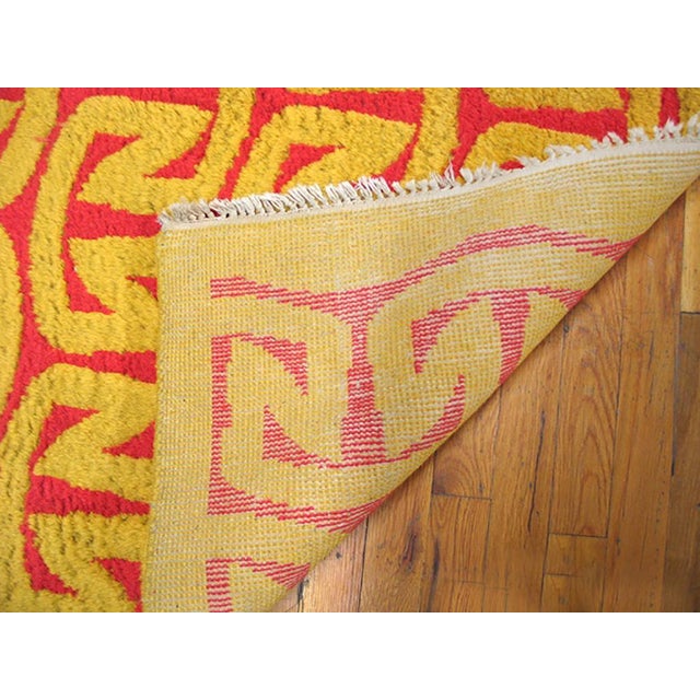 1950s Orange Yellow Modern Vintage Art Deco European Rug 4' X 6'2 Handknotted Wool Carpet For Sale - Image 15 of 18