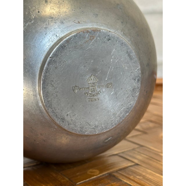 Sylvia Stave Bulbous Pewter Vase With Motif and Handles c.g. Hallberg, Sweden 1933 For Sale In Philadelphia - Image 6 of 6