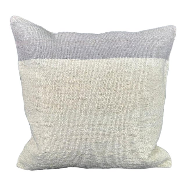 Turkish Hemp Pillow Cushion Natural Beige SkyBlue Cushion Cover 20"x20" For Sale