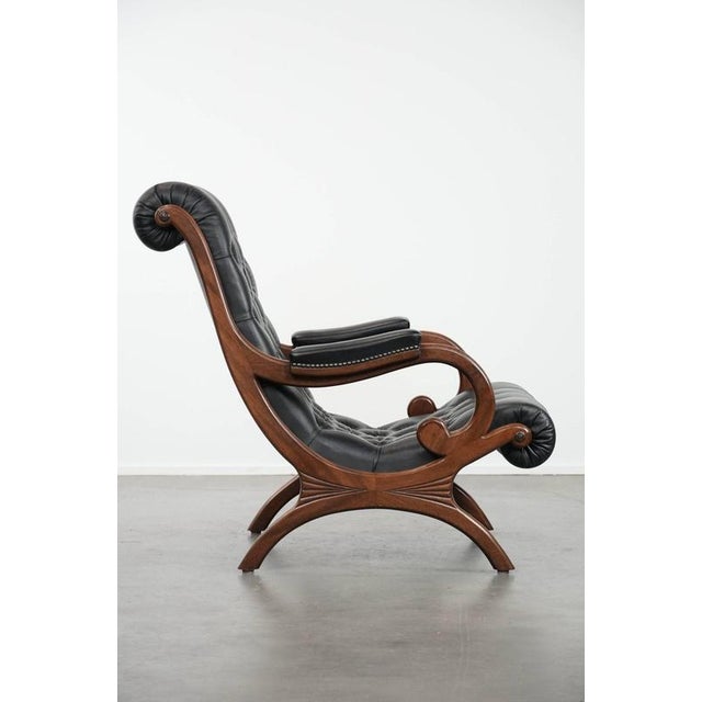 Black Cowhide Chesterfield Armchair For Sale - Image 3 of 15