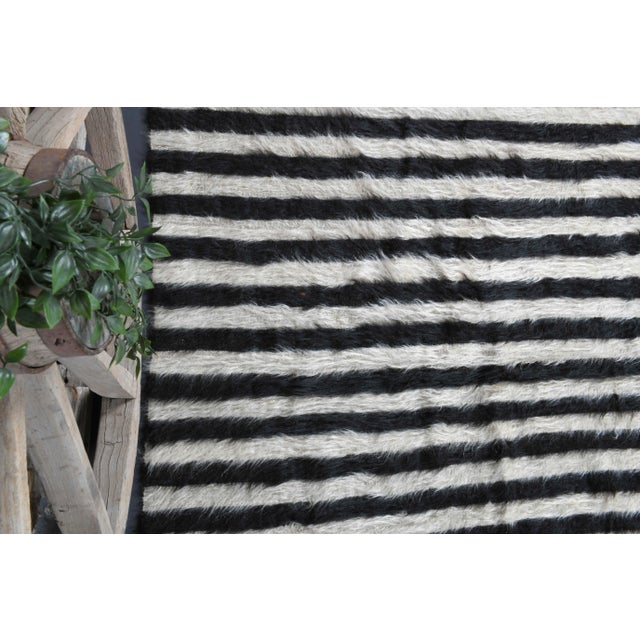 Textile Vintage Turkish Hand-Knotted Wool Cotton Brown Kilim Area Rug For Sale - Image 7 of 9