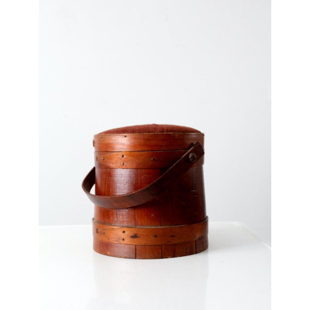 Antique Firkin Sugar Bucket With Needlepoint Lid For Sale - Image 13 of 17