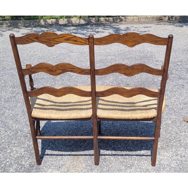 French Market Collection Country Rush Seat Bench For Sale - Image 9 of 17