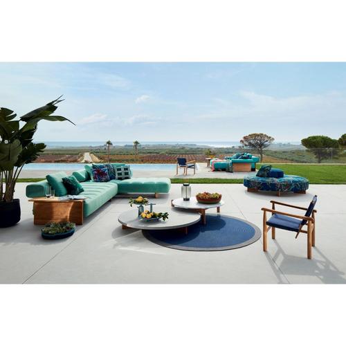 Cassina Sail Out Outdoor Ottoman in Teak and Fabric by Rodolfo Dordoni for Cassina For Sale - Image 4 of 6