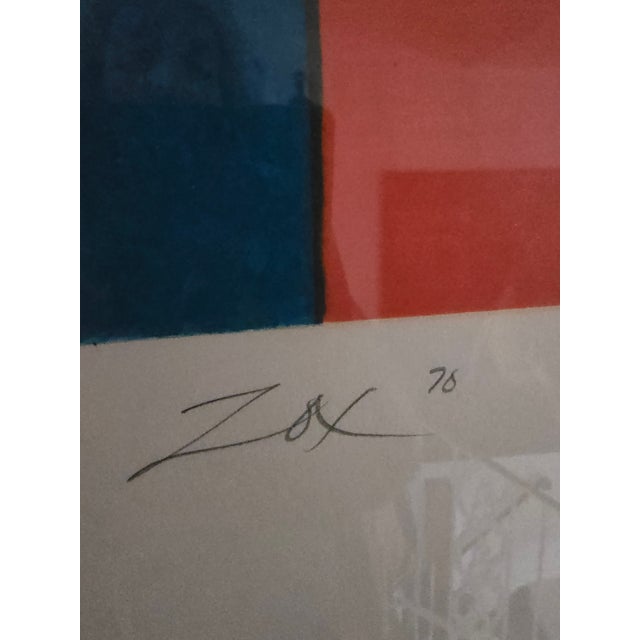 Mid-Century Modern Vintage Mid Century Modern Signed Abstract Lithograph For Sale - Image 3 of 7