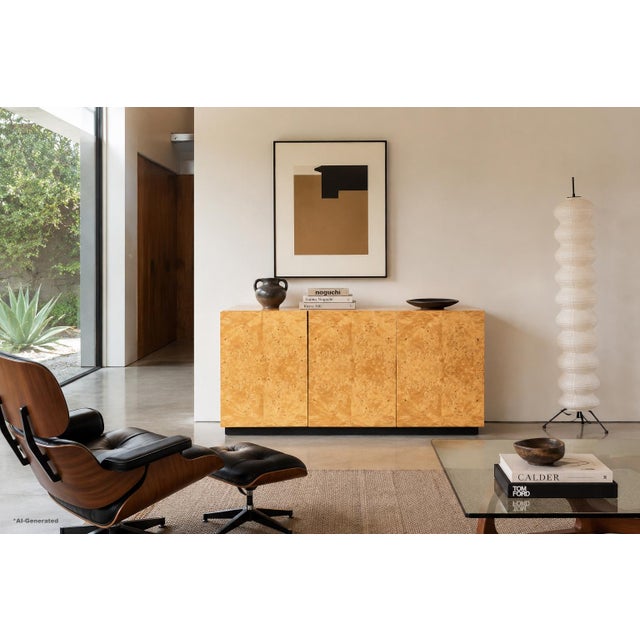 Striking mid-century modern burl wood credenza designed by Arthur Umanoff for Dillingham in the United States, circa...