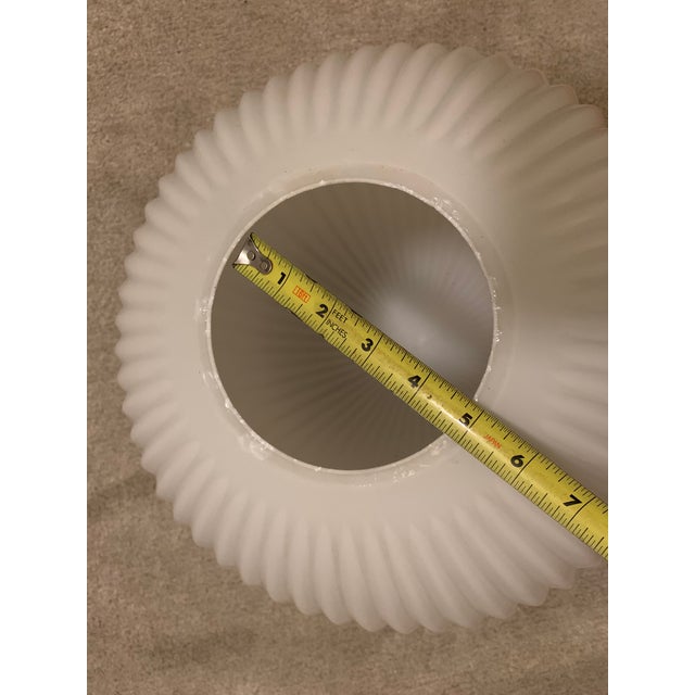 1960s Large Mid-Century Modern Ribbed Opal Glass Ceiling Globe For Sale In San Francisco - Image 6 of 11