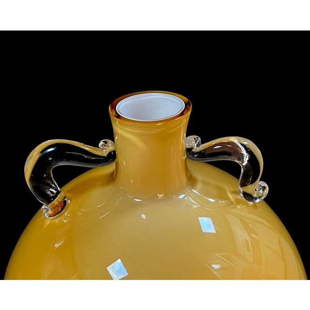 1990s Massive Pair of Murano Hand-Blown Art Glass Double-Handled Urns For Sale - Image 5 of 10