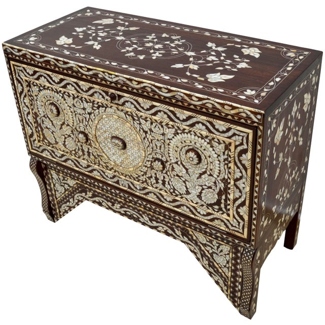 Vintage Handcrafted Moorish Mother-Of-Pearl Console Table & Mirror Set For Sale - Image 10 of 13