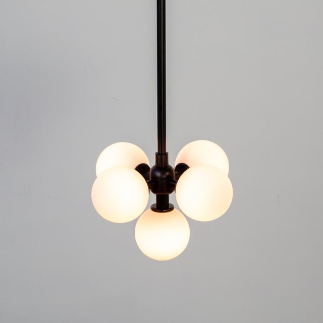 Not Yet Made - Made To Order Bunch Pendant, Black, 30.25in H, 3 Inches Glass Globes, by Research.Lighting, Modern, Minimal Hanging Light For Sale - Image 5 of 6