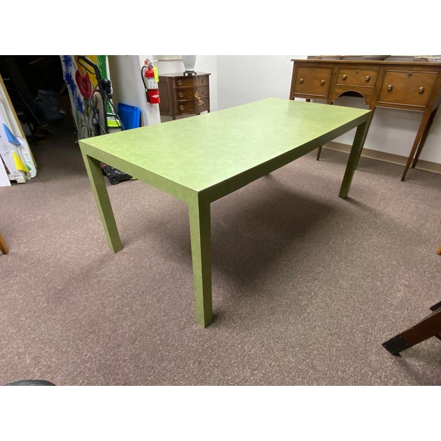 Late 20th Century Ray Arthur Inc. Green Formica Parsons Table For Sale In New York - Image 6 of 9