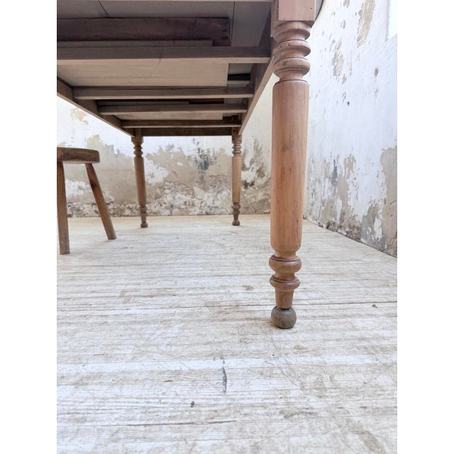 Cherrywood Farmhouse Bistro Table with Turned Legs, 1890s For Sale - Image 9 of 18